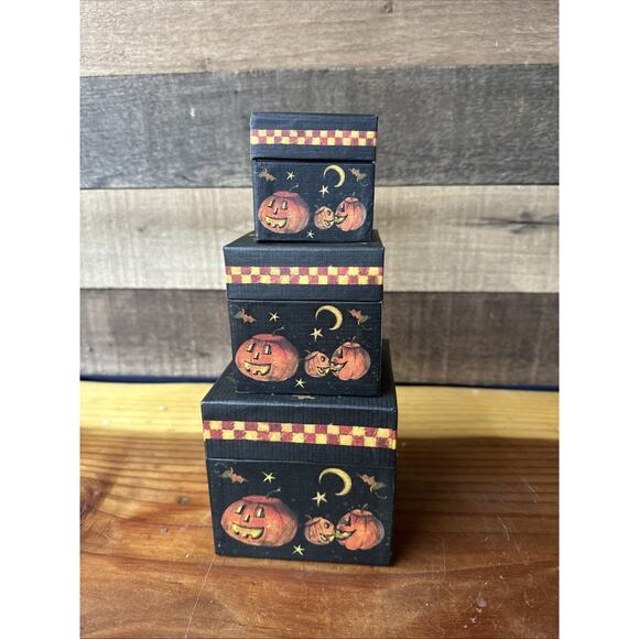 Bobs Boxes Susan Winget Jack Pumpkins Set Of 3 - Picture 1 of 6